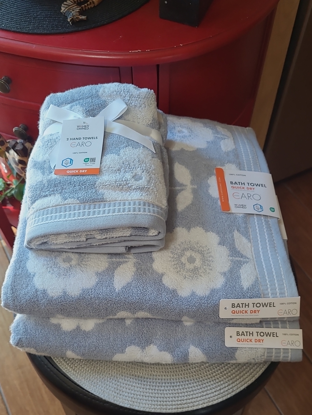 Caro Home Flowerfield Quick-Dry Floral Bath Towel Set